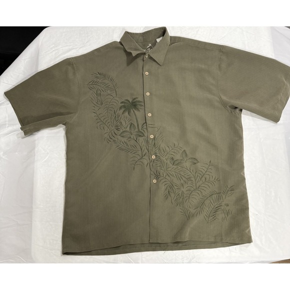 Bamboo Cay Other - Bamboo Cay Mens Palm Tree Shirt Size X-Large Green Short Sleeve Button Up
